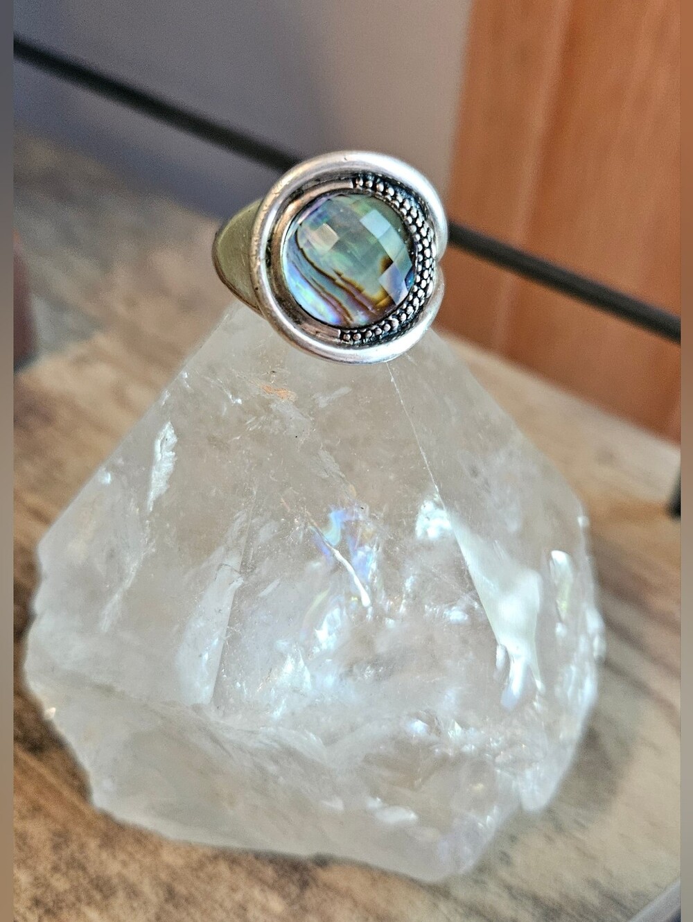 Michael Dawkins Sterling Silver 925 Abalone Signet Ring – Size 8